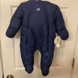 NWT Absorba Baby 3-6 Months Navy Blue Snowsuit Puffer One Piece Double Zipper